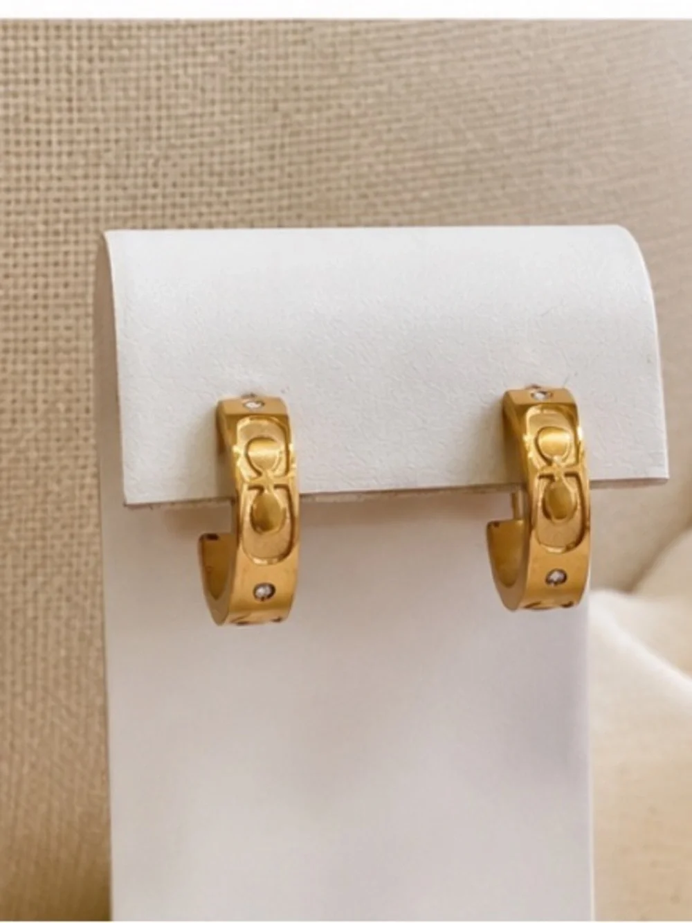 Gold Designer Inspired Mini Hoop Earrings